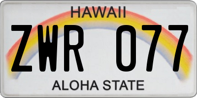HI license plate ZWR077