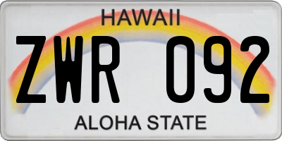 HI license plate ZWR092