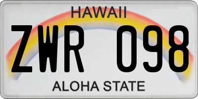 HI license plate ZWR098