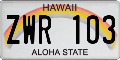HI license plate ZWR103