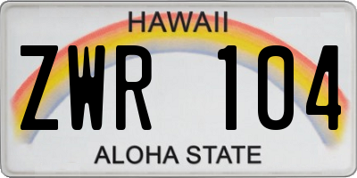 HI license plate ZWR104