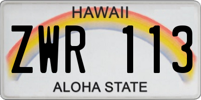 HI license plate ZWR113