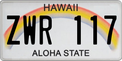 HI license plate ZWR117