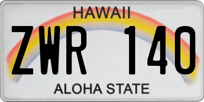 HI license plate ZWR140