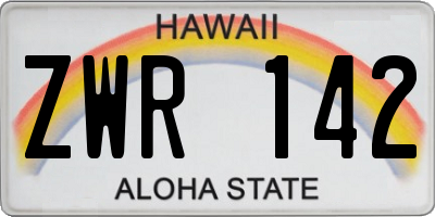 HI license plate ZWR142