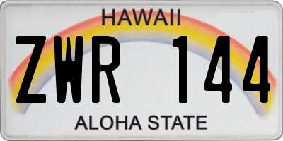 HI license plate ZWR144