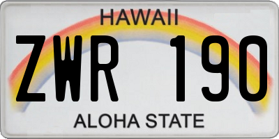 HI license plate ZWR190