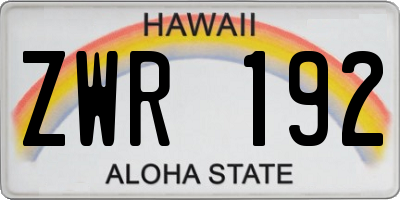 HI license plate ZWR192