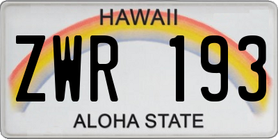 HI license plate ZWR193
