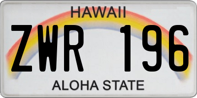 HI license plate ZWR196