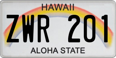 HI license plate ZWR201
