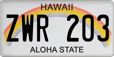 HI license plate ZWR203