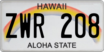 HI license plate ZWR208