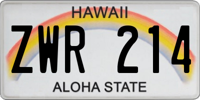 HI license plate ZWR214