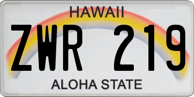 HI license plate ZWR219