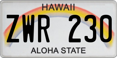 HI license plate ZWR230