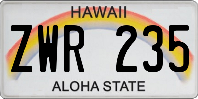 HI license plate ZWR235