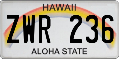 HI license plate ZWR236
