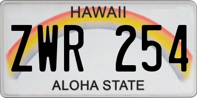 HI license plate ZWR254