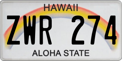 HI license plate ZWR274