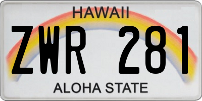 HI license plate ZWR281