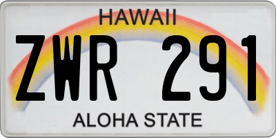 HI license plate ZWR291