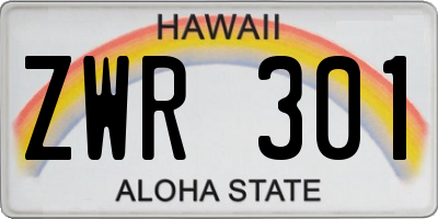 HI license plate ZWR301