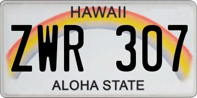 HI license plate ZWR307