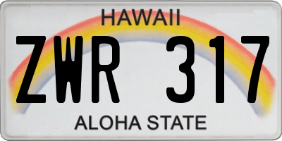 HI license plate ZWR317