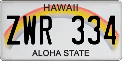 HI license plate ZWR334