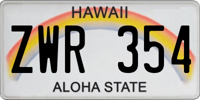 HI license plate ZWR354