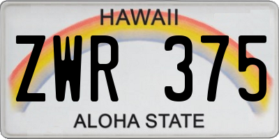 HI license plate ZWR375
