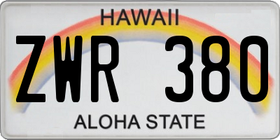 HI license plate ZWR380
