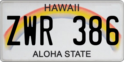 HI license plate ZWR386