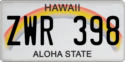 HI license plate ZWR398