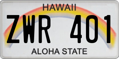 HI license plate ZWR401