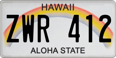 HI license plate ZWR412