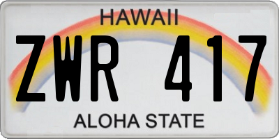 HI license plate ZWR417