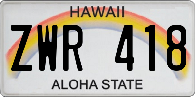 HI license plate ZWR418