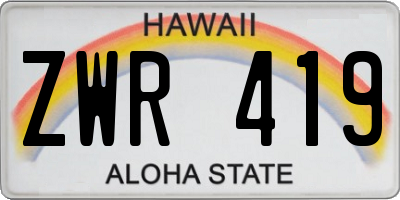 HI license plate ZWR419