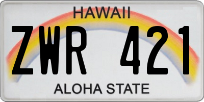 HI license plate ZWR421