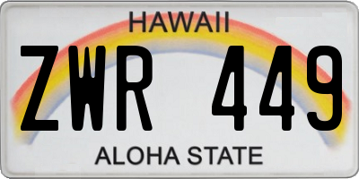 HI license plate ZWR449