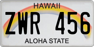 HI license plate ZWR456