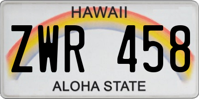 HI license plate ZWR458