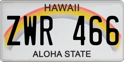 HI license plate ZWR466
