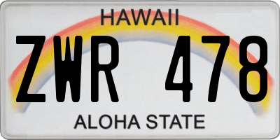 HI license plate ZWR478
