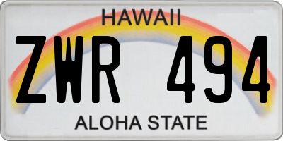 HI license plate ZWR494