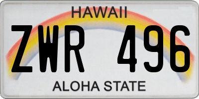 HI license plate ZWR496