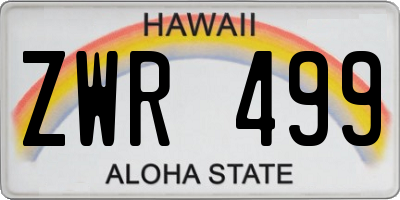 HI license plate ZWR499