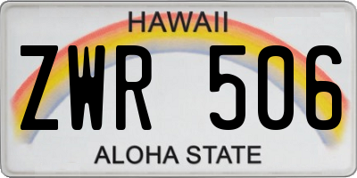 HI license plate ZWR506